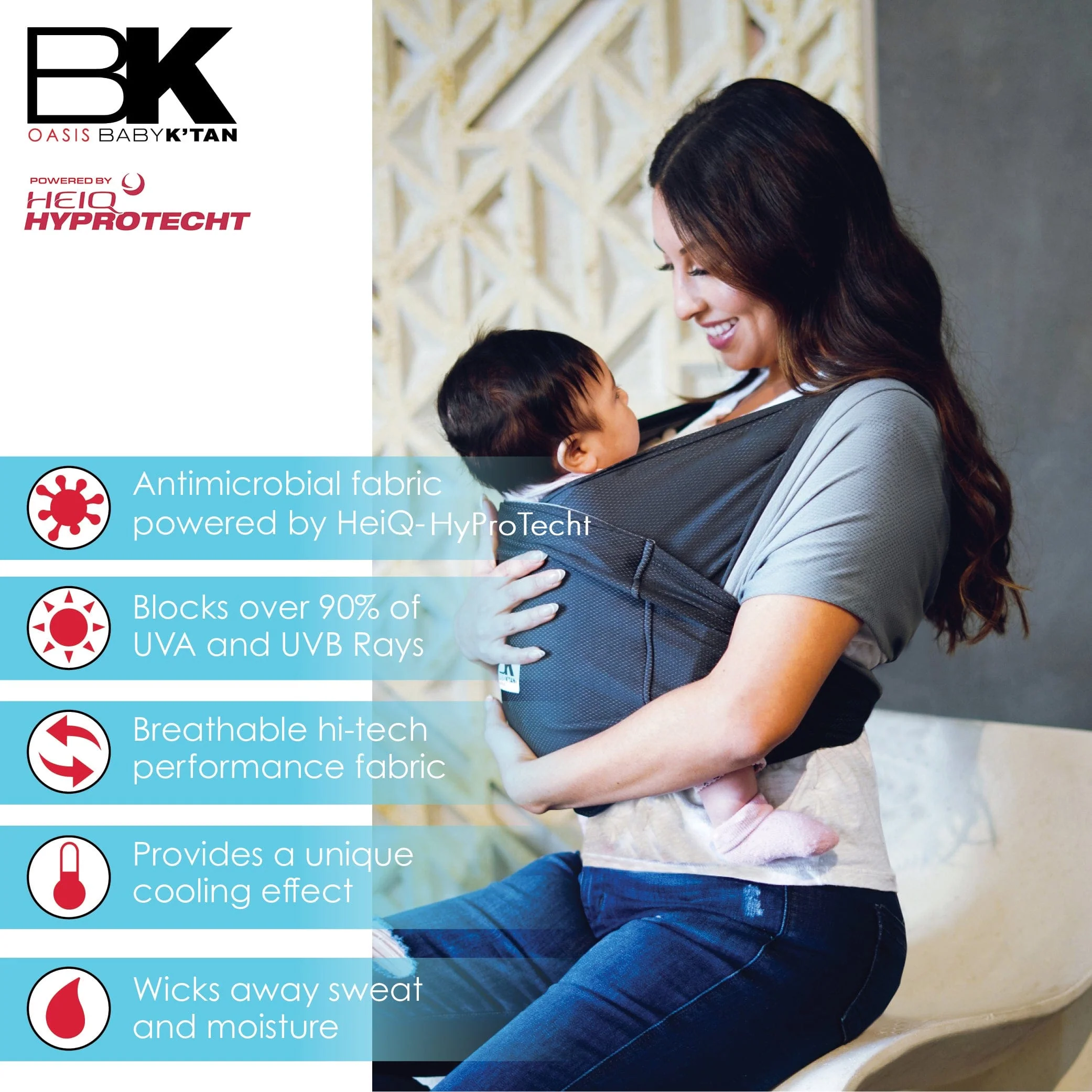 Baby K'tan Active Oasis Baby Carrier | Black-Grey - Image 4