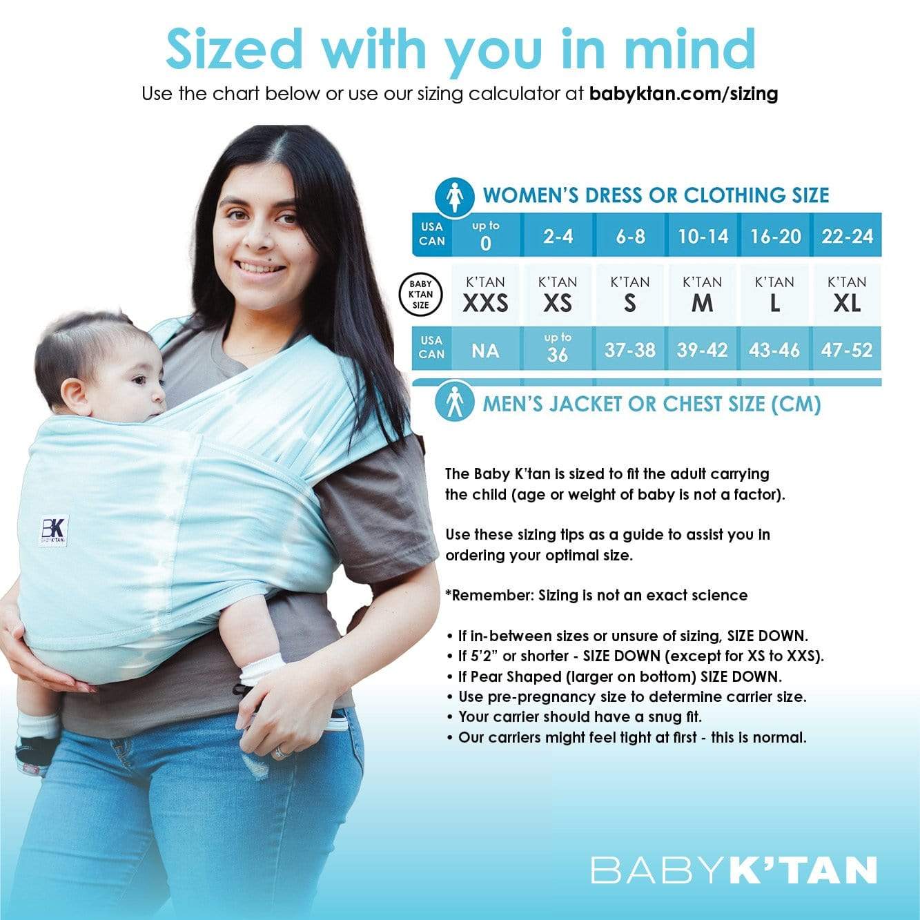Baby K'tan Print Baby Carrier | Misty Blue - Image 3
