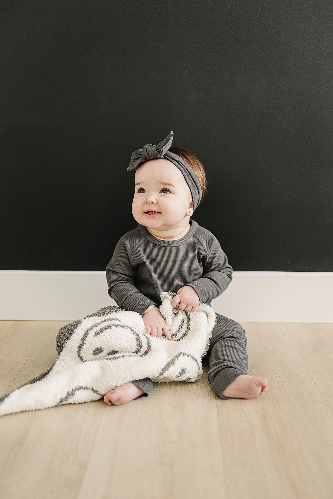 Charcoal Smiley Plush Blanket - Image 3