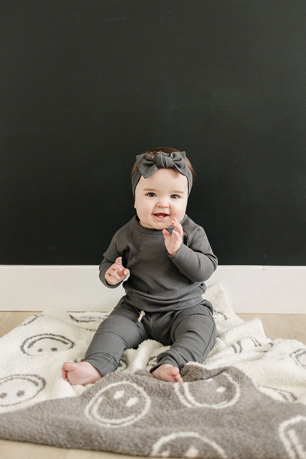 Charcoal Smiley Plush Blanket - Image 4