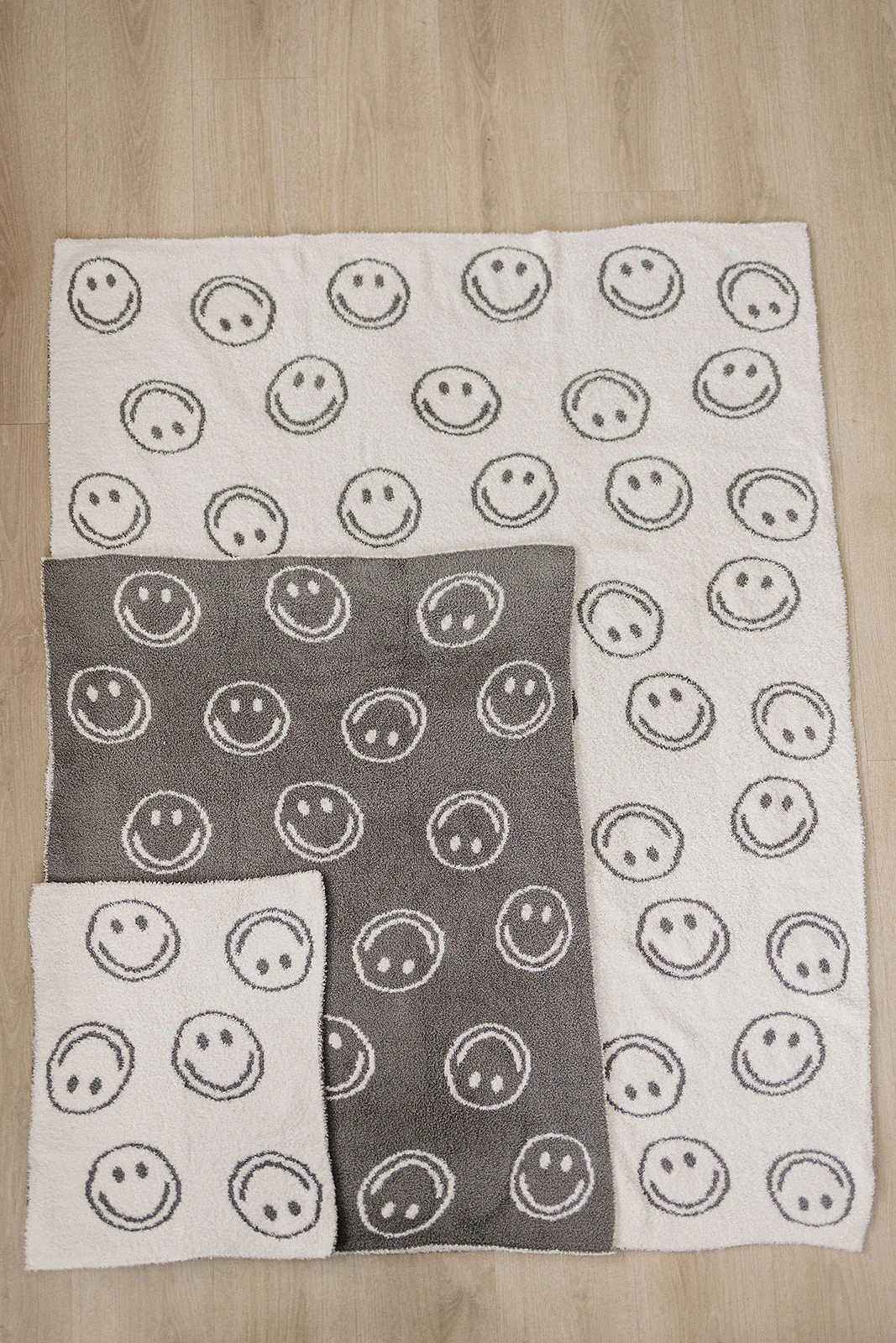 Charcoal Smiley Plush Blanket - Image 6