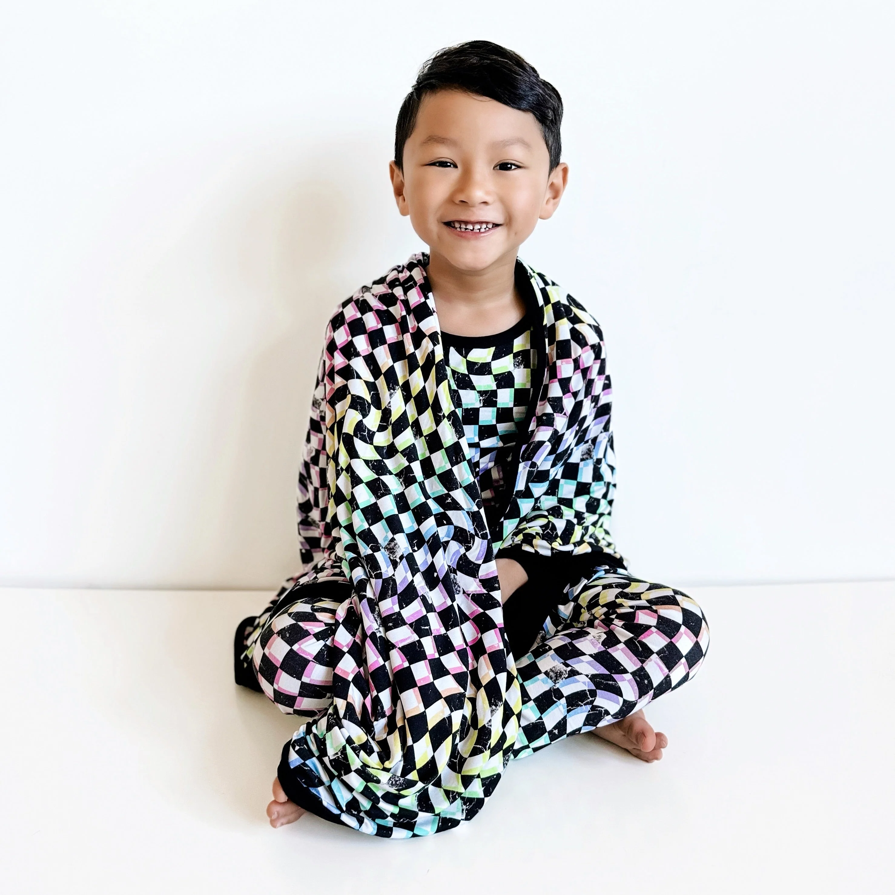 LONG SLEEVE 2 PIECE SETS- Neon Dizzy Check - Image 5