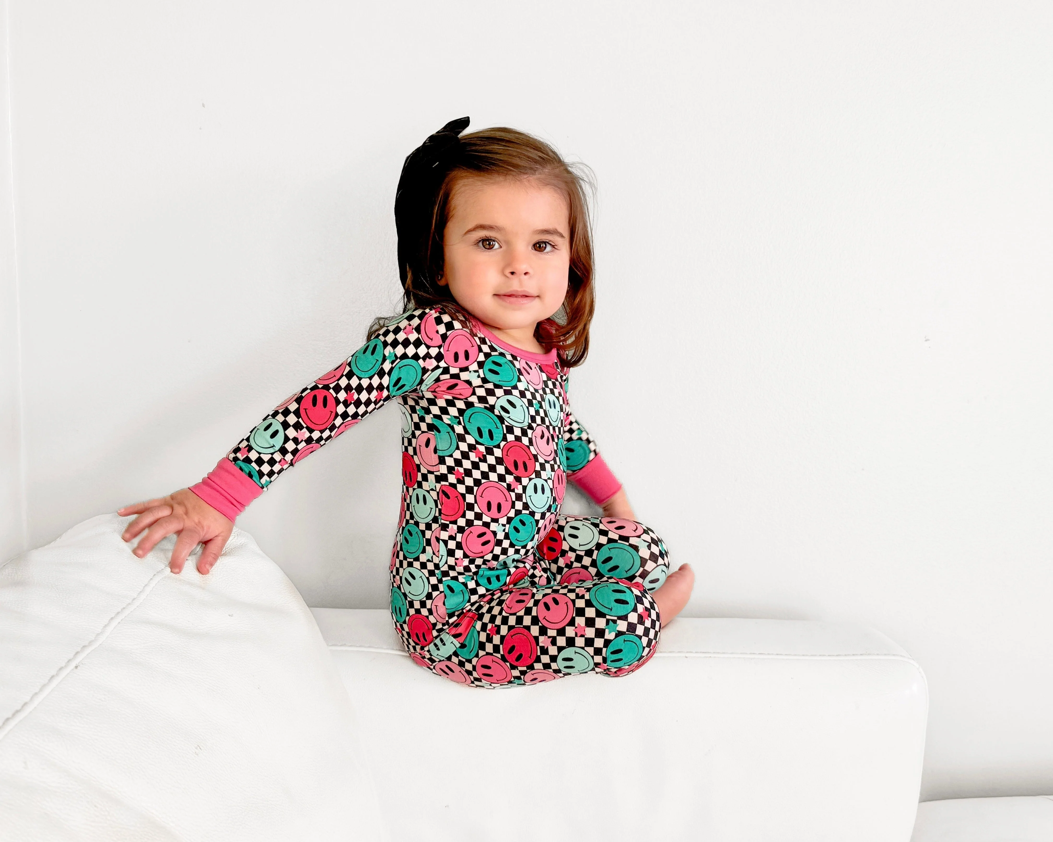 LONG SLEEVE 2 PIECE SETS- Pink Check Smile - Image 5