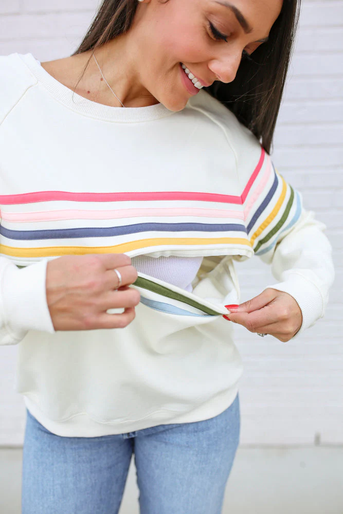 Six Stripe Invisible Zip Breastfeeding Sweatshirt - Image 10
