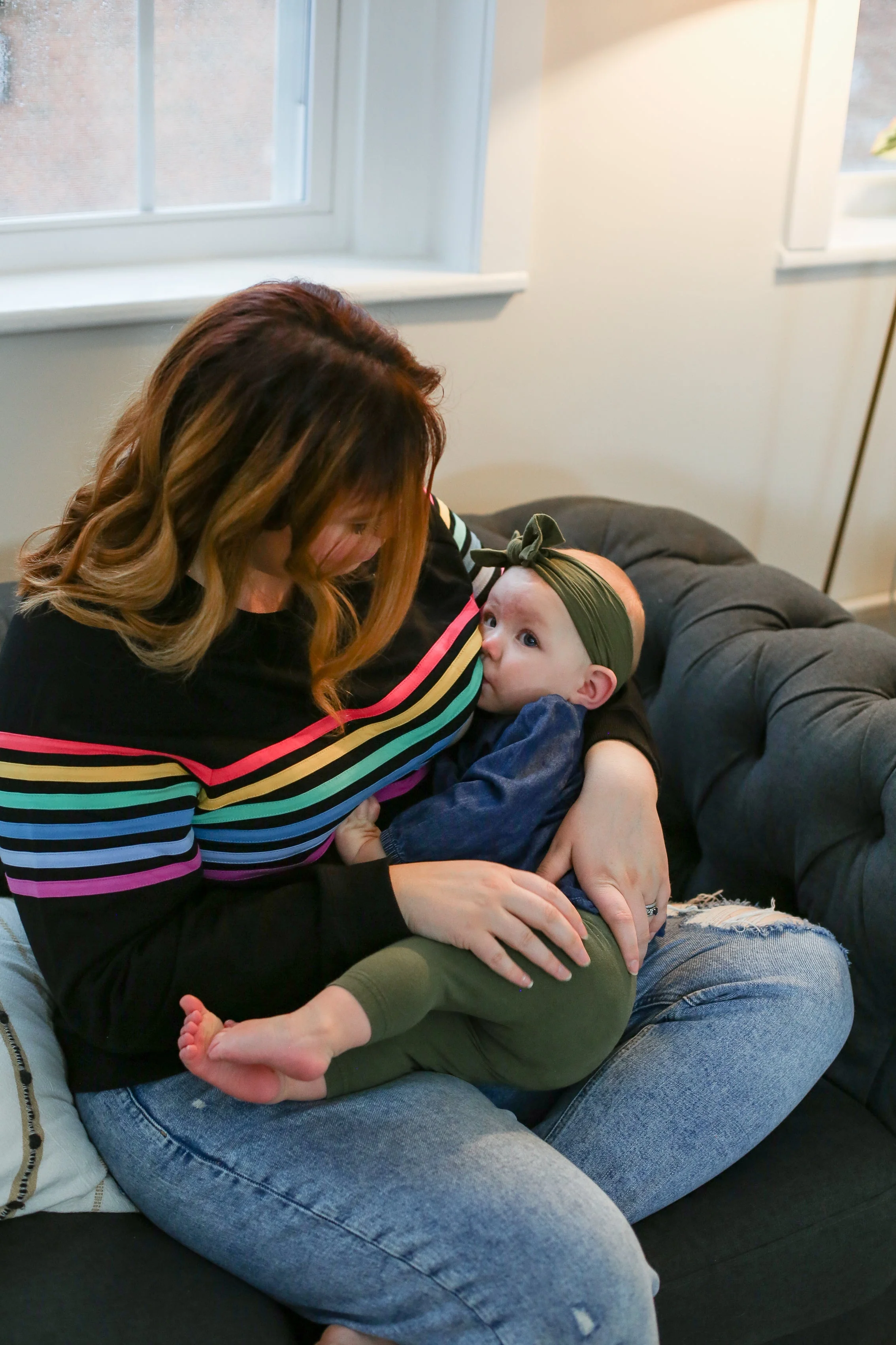 Six Stripe Invisible Zip Breastfeeding Sweatshirt - Image 15