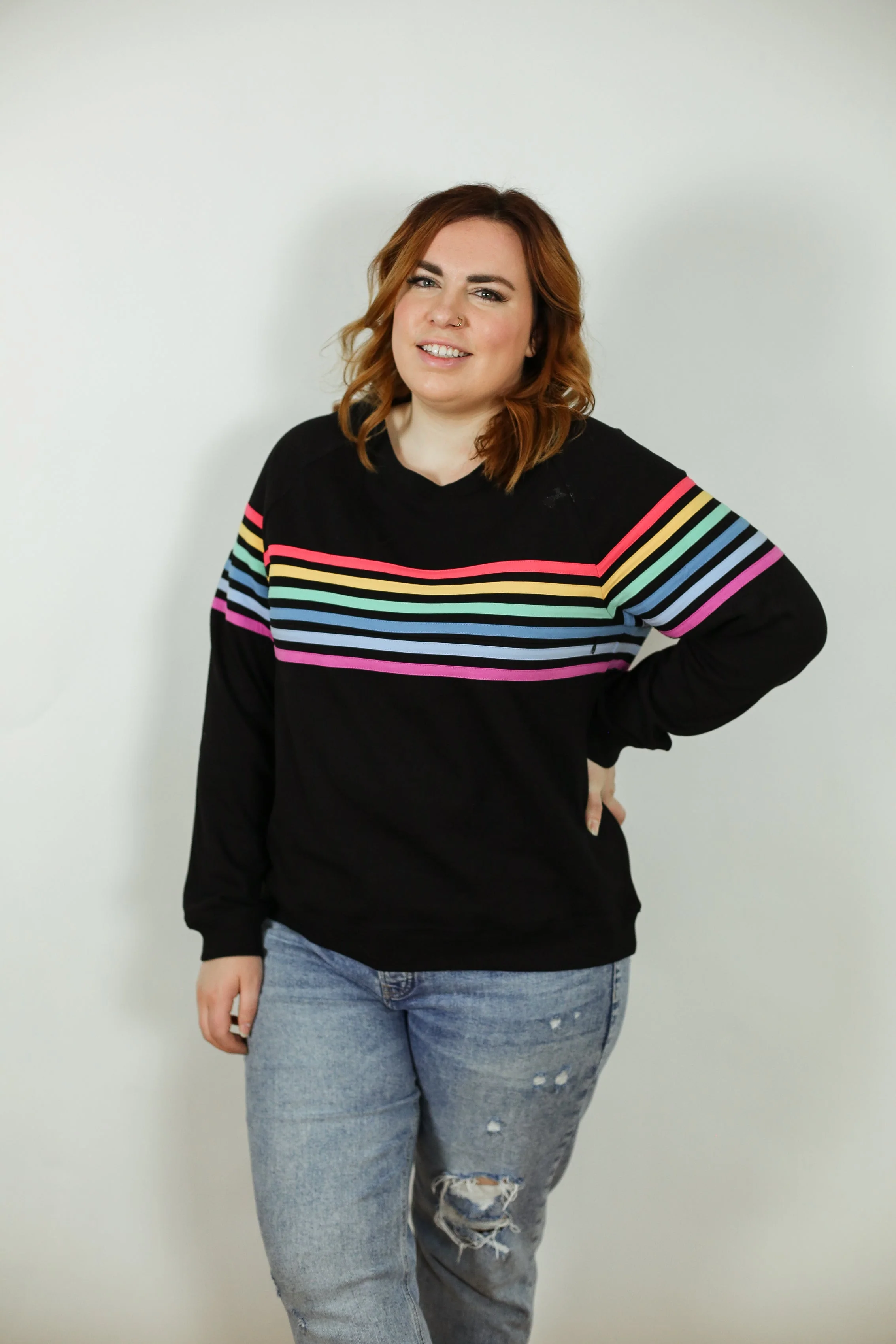Six Stripe Invisible Zip Breastfeeding Sweatshirt - Image 18