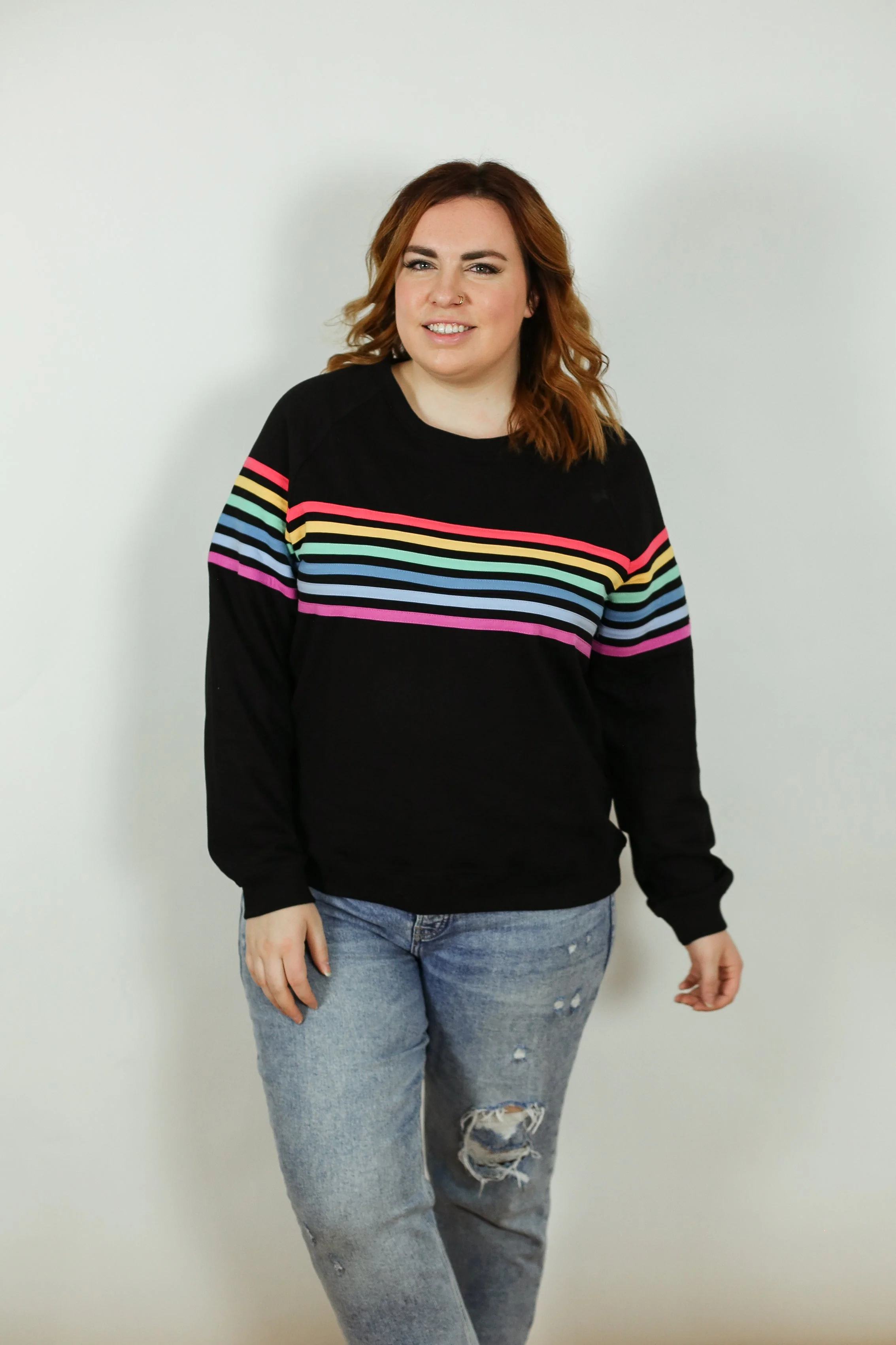 Six Stripe Invisible Zip Breastfeeding Sweatshirt - Image 19