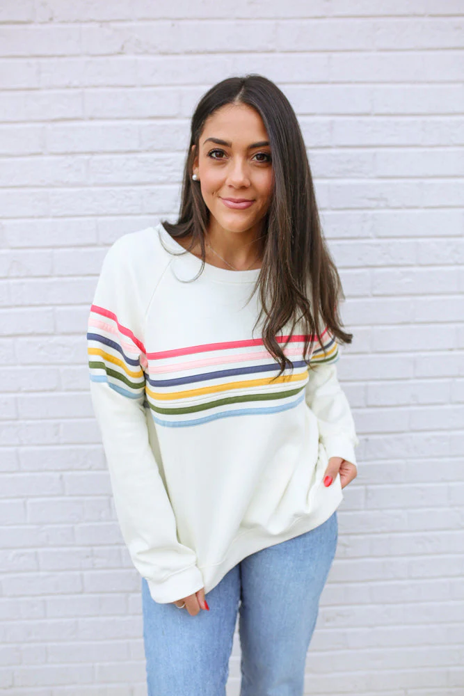 Six Stripe Invisible Zip Breastfeeding Sweatshirt - Image 7