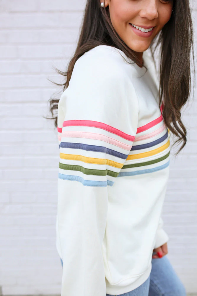 Six Stripe Invisible Zip Breastfeeding Sweatshirt - Image 9
