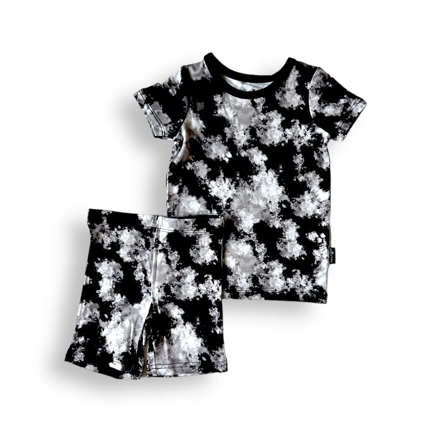 TWO PIECE SHORTIE SET- Black Tie Dye - Image 3